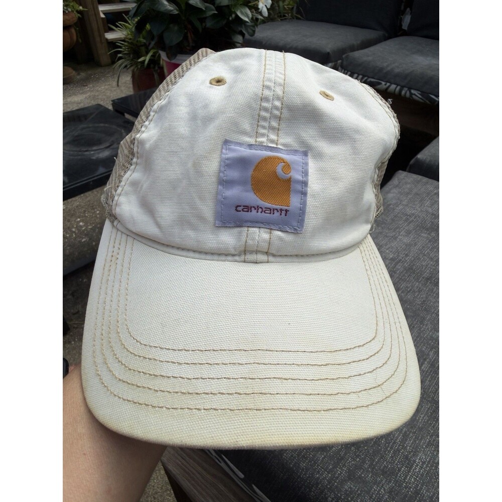 Carhartt Trucker Hat Adult One Size Tan Logo Mesh Snap Back Beater Cap